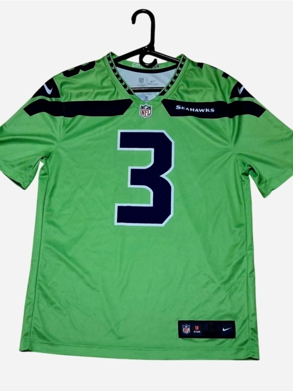 Nike Vintage Seahawks Color Rush #3 Russel Wilson Men's NFL Jersey